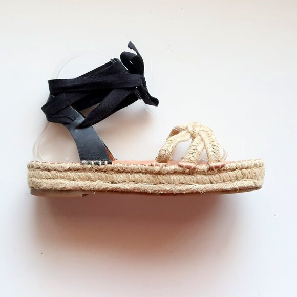 Madewell The Gwen Flat Platform Espadrille Ankle Tie Lace Up Jute Sandals 7.5 - Picture 8 of 16